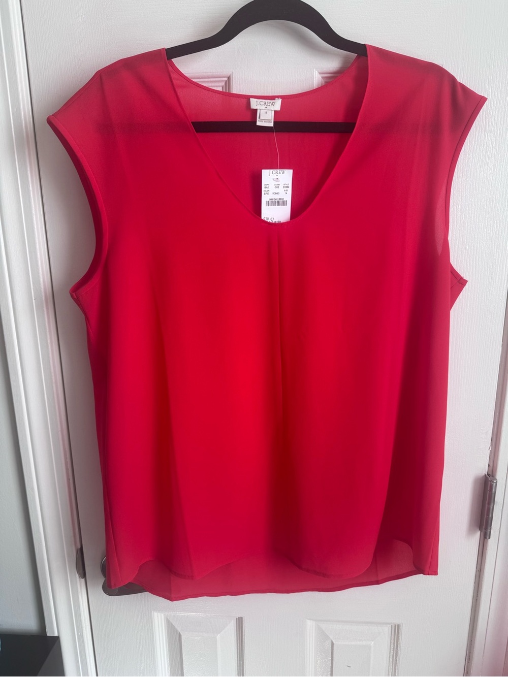 J. Crew Red V-Neck Sleeveless Shell Blouse